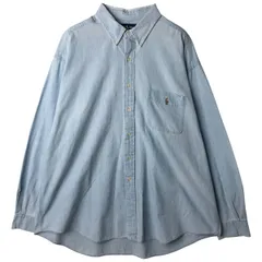 古着 ラルフローレン Ralph Lauren BIG SHIRT 長袖 ボタンダウン シャンブレーシャツ メンズXXL相当/eaa609652
