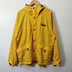 FIRST DOWN ファーストダウン マウンテンパーカー ウィンドブレーカー ジップアップ ジャケット ライトアウター 古着 アウトドア メンズ L イエロー系 B408
