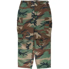 古着 80年代 米軍実品 迷彩柄 ウッドランドカモ リップストップ ミリタリー カーゴパンツ コンバットパンツ USA製/eaa458617