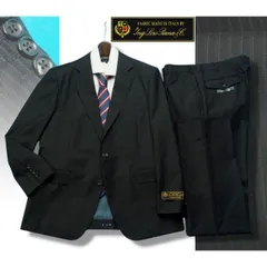 新品 大手百貨店扱い 日本製 春秋『Loro Piana ロロピアーナ FOUR SEASONS 伊製生地』ウール/絹 ストライプ スーツ BB6黒(10) 10221910