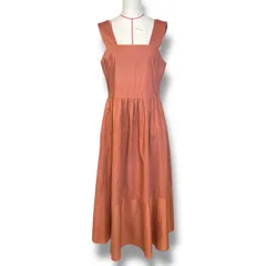 Lois CRAYON ロイスクレヨン ノースリーブワンピース エプロンワンピース フレア コットン リネン 綿 麻 13002090 オレンジ Mサイズ レディース 春 夏 ゴーゴー古着マルイファミリー溝口店 23 No.501