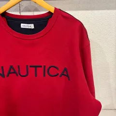 古着 XXL 大きいサイズ スウェット NAUTICA ノーティカ ビックロゴ ブランドロゴ 刺繍 赤 クルーネック トレーナーのサムネイル