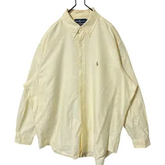 2XL ストライプ イエロー 黄色 オーバーサイズ  ボタンダウン ラルフローレン  シャツ レディース ユニセックス メンズ 古着 長袖 CHM