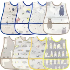 ポケット付き 袖なし 汚いにくい 防水 サイズ調整可能 子供食事用スタイ 軽量 離乳食エプロン ソフトスタイ 名前入 ビブ 保育園用 スーパー 子供 8枚 ベビー 防水よだれかけ 男の赤ちゃん 食事用エプロン