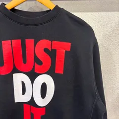 古着 L スウェット NIKE ナイキ JUST DO IT ビックプリント クルーネック 黒 トレーナー