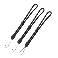 [QIKEJI] ストラップ手首 スマホ ストラップ 手首 黒 3本セット 携帯ストラップ・マスコットハンドストラップ 落下防止 長さ 調整可能 シンプル、安全、耐久性に 携帯電話リストバンド