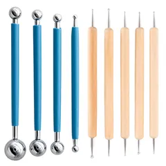 DanYun 粘土 丸棒 細工棒 粘土道具 セット 9本セット 18タイプ 粘土彫刻ツール 陶芸 粘土ツール スパチュラ セット 陶芸道具 造形 粘土細工 クレイ ヘラ 粘土工芸ツール 彫像 DIY彫刻ツール 趣味 初心者/学生/陶芸家 ホビーツール