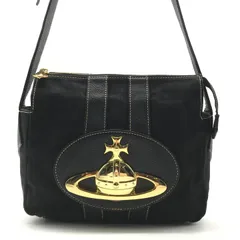 良品 Vivienne Westwood ヴィヴィアンウエストウッド キャンバス オーブ 金具 ショルダー バッグ ブラック ゴールド金具 ブランド r928