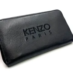 KENZO ケンゾー　タイガー　ロゴ　長財布　ウォレット　ブラック　レザー　ラウンドファスナー　シルバー金具のサムネイル