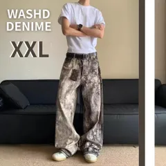 ウォッシュドデニム リアルツリー XXL バギーパンツ ワイドパンツ カモフラ ワイドシルエット ワイドデニム フレアパンツ バギーパンツ 迷彩 カモ柄デニム y2k 激太 アメカジ ハイウエスト 地底人 ワイドシルエット ハイウエスト