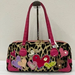 9458　Think Bee!　シンクビー！　トートバッグ　ハンドバッグ　アニマルハート　レオパード　ヒョウ柄　アニマル柄　ハート　ピンク　レディース　ビーズ　スパンコール　ゴブラン織り