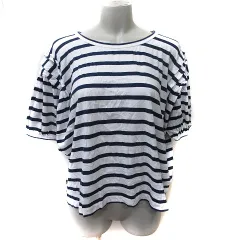 ニコアンド Niko and.. Tシャツ カットソー ボーダー 半袖 白 ホワイト 紺 ネイビー /YI