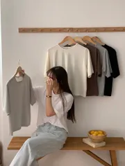 とろみ素材Tシャツ 無地半袖 無地Tシャツ レーヨン UネックTシャツ スリムフィット デイリー モダンインナー