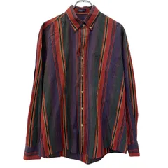 GANT 長袖 ストライプシャツ L パープル マルチカラー ガント ボタンダウン ボタン 胸ポケット ストライプ柄 春秋物 a802-5566