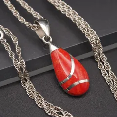 Q828 カラーストーン 925刻印 ペンダント ネックレス インレイ デザイン シルバー