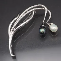 Q775 淡水真珠 パール SILVER刻印 ブローチ ミックスカラー デザイン シルバー コサージュ 6月誕生石