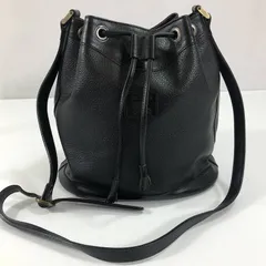 美品 バーバリー ノバチェック 巾着ショルダーバッグ レザー ブラック
