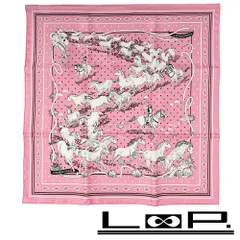 エルメス ■新同■ カレ 55 レ ムスタング スカーフ ファッション アニマル 馬 シルク ピンク 箱 【551338】11