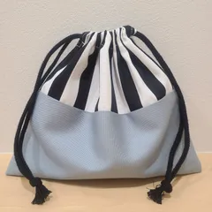 ハンドメイド　コップ袋　給食袋　巾着　ストライプ