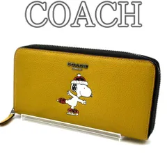 コーチ COACH スヌーピー ピーナッツ コラボ ラウンドファスナー 長財布 レザー イエロー キャラクタープリント ラウンドジップ ウォレット 大容量 カード収納 多ポケット レディース メンズ ユニセックス カジュアル ポップ 希少モデル