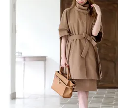 セレモニースーツ  セットアップ ウール風ドルマンコート・スカート・ベルト 3点セット スタイリッシュ  30代 40代 50代　df0017