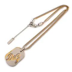 MOL25507 D&G ドルチェ＆ガッバーナ プレート ネックレス メンズ ドッグタグ ダブルプレート ボールチェーン ペンダント シルバー×ゴールド