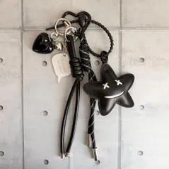 じゃらじゃらキーホルダー　バッグチャーム カラビナ モノトーン 星