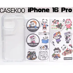 【CASEKOO】 iPhone 16 Pro iphone ケース  半透明   クリア  ホワイト ステッカー付  パンダ ストリート 260216W004