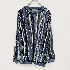 古着 used　～90s　LAVANE　COOGI風コットンニットセーター　3Dニット　ヴィンテージ　総柄　マルチカラー　XLサイズ【値引き交渉OK！】