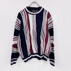 古着 used　～90s　Alan Stuart　COOGI風コットンニットセーター　3Dニット　総柄　マルチカラー　Lサイズ【値引き交渉OK！】