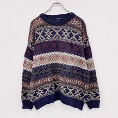 古着 used　～90s　GANT　COOGI風コットンニットセーター　3Dニット　総柄　マルチカラー　ヴィンテージ　Mサイズ【値引き交渉OK！】