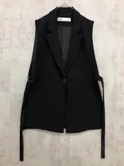 ZARA ザラ 2158/878/800 サイドスリット ベスト sizeM/黒 ■■ レディース