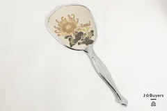 Bk2628 昭和レトロ アンティーク 手鏡 菊 花柄 鏡 ミラー ヴィンテージ 和風 レトロ