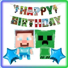 マイクラ 誕生日 パーティー 風船 バルーン ガーランド マインクラフト