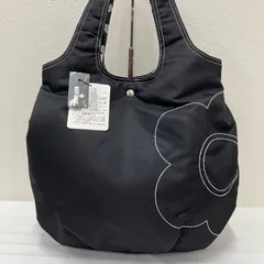 9610　良品　MARY QUANT　マリークワント　 トートバッグ　デイジーステッチ　 花　ブラック系　黒　ナイロン　 バルーン型　タグ付き　レディース