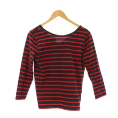 ルミノア Leminor カットソー F 赤 黒 ボーダー柄 ボートネック 七分袖 /JP
