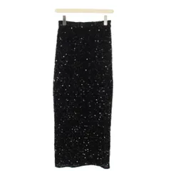 アニュアンス anuans ベロアスパンコールタイトスカート ロング M 黒 1524521128 /KH