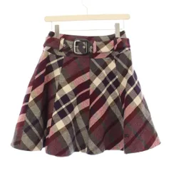 バーバリーブルーレーベル BURBERRY BLUE LABEL フレアスカート ひざ丈 チェック 36 ボルドー E1S23-423-38 /KH