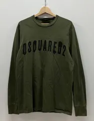 DSQUARED2 ディースクエアード S74GD1005 S23009 長袖Tシャツ ロゴ サイズL カーキ コットン100% イタリア製 シミ有り