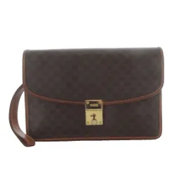 セリーヌ CELINE クラッチバッグ セカンドバッグ マカダム柄 PVC ダークブラウン /YO34 ■OH