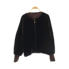 オドラント ナノ・ユニバース ODORANTES nano･universe ベロア キルティング ジャケット ノーカラー ジップアップ M ブラウン /HK ■OS