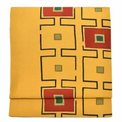 リサイクル 名古屋帯 正絹 九寸 美品 仕立て上がり 縮緬 染め帯 小紋 紬 着物 茶色系 幾何学文様 特品★★★★ [ 着物 中古 帯 リサイクル 振袖 浴衣 袴 和服 古着 ] 【中古】 ss0485b