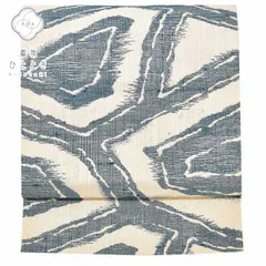 リサイクル 名古屋帯 帯 仕立て上がり 正絹 八寸 小紋 紬 紬地 なごやおび 白系 幾何学文様 良品★★★ [ 着物 中古 帯 リサイクル 振袖 浴衣 袴 和服 古着 ] 【中古】 ss0227b