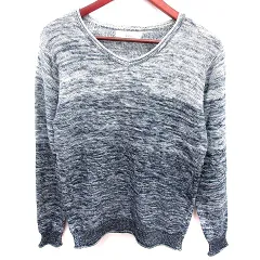 イッカ ikka ニット カットソー Uネック 長袖 M 紺 ネイビー /RT