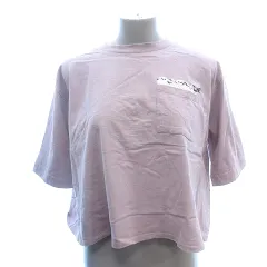 グラニフ graniph シマエナガ カットソー Tシャツ ラウンドネック 刺繍 五分袖 M ピンク /AU