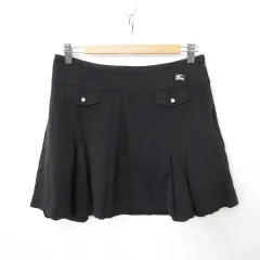 バーバリーブルーレーベル BURBERRY BLUE LABEL スカート フレアスカート ミニ丈 ロゴ ストレッチ 綿 黒 ブラック 38