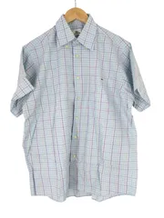 ラコステ 半袖シャツ チェック柄 ワニロゴ コットン100% サイズ41 L相当