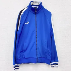 古着 used　～90s　PUMA　プーマ　トラックジャケット/ジャージ　刺繍ロゴ　ヴィンテージ　青　ブルー　Lサイズ【値引き交渉OK！】