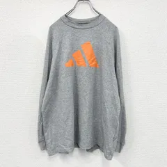 古着 used　adidas　アディダス　長袖Tシャツ/ロンT　デカロゴ　灰色　グレー　4XOサイズ【値引き交渉OK！】
