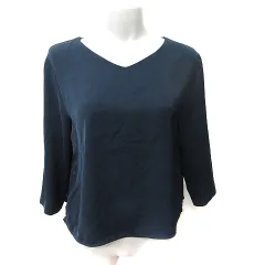 ロペピクニック ROPE Picnic ブラウス プルオーバー 七分袖 レース 38 M 紺 ネイビー /YI